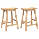 Vidaxl tabourets de bar (lot de 2) en bois massif naturel et caoutchouc