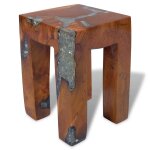 Vidaxl tabouret bois de teck massif et rsine