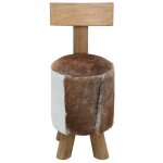 Vidaxl tabouret cuir de ch�vre et bois de teck solide