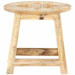 Vidaxl tabouret peint � la main 38x38x35 cm bois de manguier solide