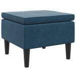 Vidaxl tabouret avec pieds en bois bleu velours
