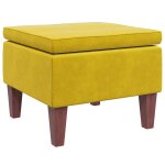 Vidaxl tabouret avec pieds en bois jaune velours