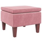 Vidaxl tabouret avec pieds en bois rose velours