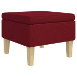 Vidaxl tabouret avec pieds en bois rouge bordeaux tissu