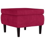 Vidaxl tabouret avec pieds en bois rouge bordeaux velours