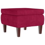 Vidaxl tabouret avec pieds en bois rouge bordeaux velours