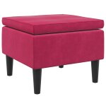 Vidaxl tabouret avec pieds en bois rouge bordeaux velours