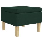 Vidaxl tabouret avec pieds en bois vert fonc tissu