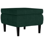 Vidaxl tabouret avec pieds en bois vert fonc� velours
