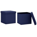Vidaxl tabourets de rangement pliables lot de 2 bleu faux lin Vidaxl tabourets de rangement pliables lot de 2 bleu faux lin