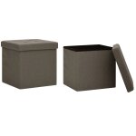 Vidaxl tabourets de rangement pliables lot de 2 marron faux lin