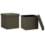 Vidaxl tabourets de rangement pliables lot de 2 marron fonc� faux lin