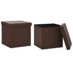 Vidaxl tabourets de rangement pliables lot de 2 marron pvc