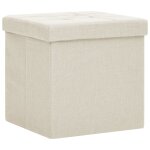 Vidaxl tabouret de rangement pliable blanc crme faux lin