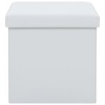 Vidaxl tabouret de rangement pliable blanc similicuir