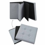 Vidaxl tabouret de rangement pliable gris clair faux lin