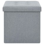 Vidaxl tabouret de rangement pliable gris clair faux lin