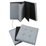 Vidaxl tabouret de rangement pliable gris clair faux lin