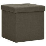 Vidaxl tabouret de rangement pliable marron fonc faux lin