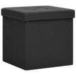 Vidaxl tabouret de rangement pliable noir faux lin