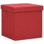 Vidaxl tabouret de rangement pliable rouge bordeaux faux lin