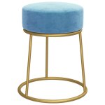 Vidaxl tabouret rond bleu clair velours