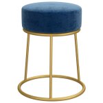 Vidaxl tabouret rond bleu velours