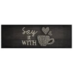 Vidaxl tapis de cuisine lavable imprim� tasse noir 60x180 cm velours