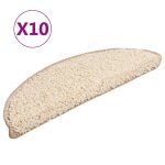 Vidaxl tapis d'escalier 10 pices 56 x 17 x 3 cm crme demi - rond
