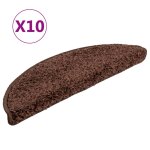 Vidaxl tapis d'escalier 10 pi�ces 56 x 17 x 3 cm marron demi - rond