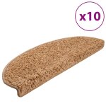 Vidaxl tapis d'escalier 10 pices 65 x 21 x 4 cm beige demi - rond grand