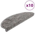 Vidaxl tapis d'escalier 10 pi�ces 65 x 21 x 4 cm gris demi - rond grand