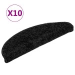 Vidaxl tapis d'escalier 10 pi�ces 56 x 17 x 3 cm noir demi - rond