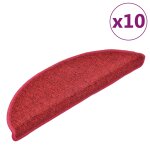 Vidaxl tapis d'escalier 10 pi�ces 56 x 17 x 3 cm rouge demi - rond