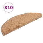 Vidaxl tapis d'escalier 10 pices 56x17x3 cm beige demi - rond