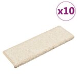 Vidaxl tapis d'escalier 10 pi�ces 65 x 21 x 4 cm blanc bord rectangulaire