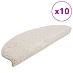 Vidaxl tapis d'escalier 10 pi�ces 65 x 21 x 4 cm blanc demi - rond grand