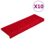 Vidaxl tapis d'escalier 10 pi�ces 65 x 21 x 4 cm bordure rectangulaire rouge