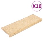 Vidaxl tapis d'escalier 10 pi�ces 65 x 21 x 4 cm cr�me bord rectangulaire
