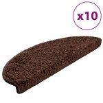 Vidaxl tapis d'escalier 10 pi�ces 65 x 21 x 4 cm marron demi - rond grand