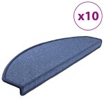 Vidaxl tapis d'escalier 10 pi�ces 65 x 24 x 4 cm bleu demi - rond grand