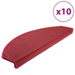 Vidaxl tapis d'escalier 10 pi�ces 65 x 24 x 4 cm rouge demi - rond grand
