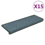 Vidaxl tapis d'escalier 15 pices 65 x 21 x 4 cm vert fonc bordure rectangulaire