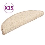 Vidaxl tapis d'escalier 15 pices 56 x 17 x 3 cm crme demi - rond