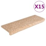 Vidaxl tapis d'escalier 15 pices 65 x 21 x 4 cm bordure rectangulaire dore