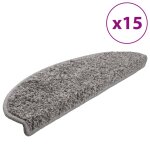 Vidaxl tapis d'escalier 15 pices 65 x 21 x 4 cm gris demi - rond grand