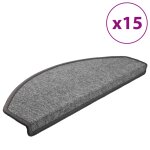 Vidaxl tapis d'escalier 15 pices 65 x 24 x 4 cm gris fonc demi - rond grand