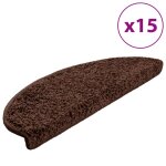 Vidaxl tapis d'escalier 15 pices 65 x 21 x 4 cm marron demi - rond grand