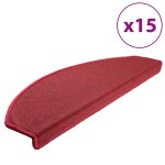 Vidaxl tapis d'escalier 15 pices 65 x 24 x 4 cm bordeaux demi - rond grand
