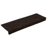 Vidaxl tapis d'escalier autocollants 15 pices 65 x 21 x 4 cm marron bord rectangulaire